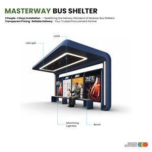 Smart City Bus Shelter with Solar Charging and USB Port Featuring Advertising Light Boxes
