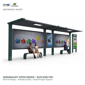 Customized Design Smart Bus Stop Station Solar Light Bus Shelter with Bench Rectangle Shape
