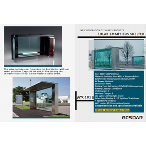 Solar Powered Smart Bus Stop With Real Time Arrival Display Phone Charging Stations And LED Lighting