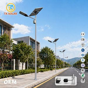 9m Pole 80W Led Lamp Outdoor Solar Street Light External LiFePo4 Lithium Battery Under the Solar Panel