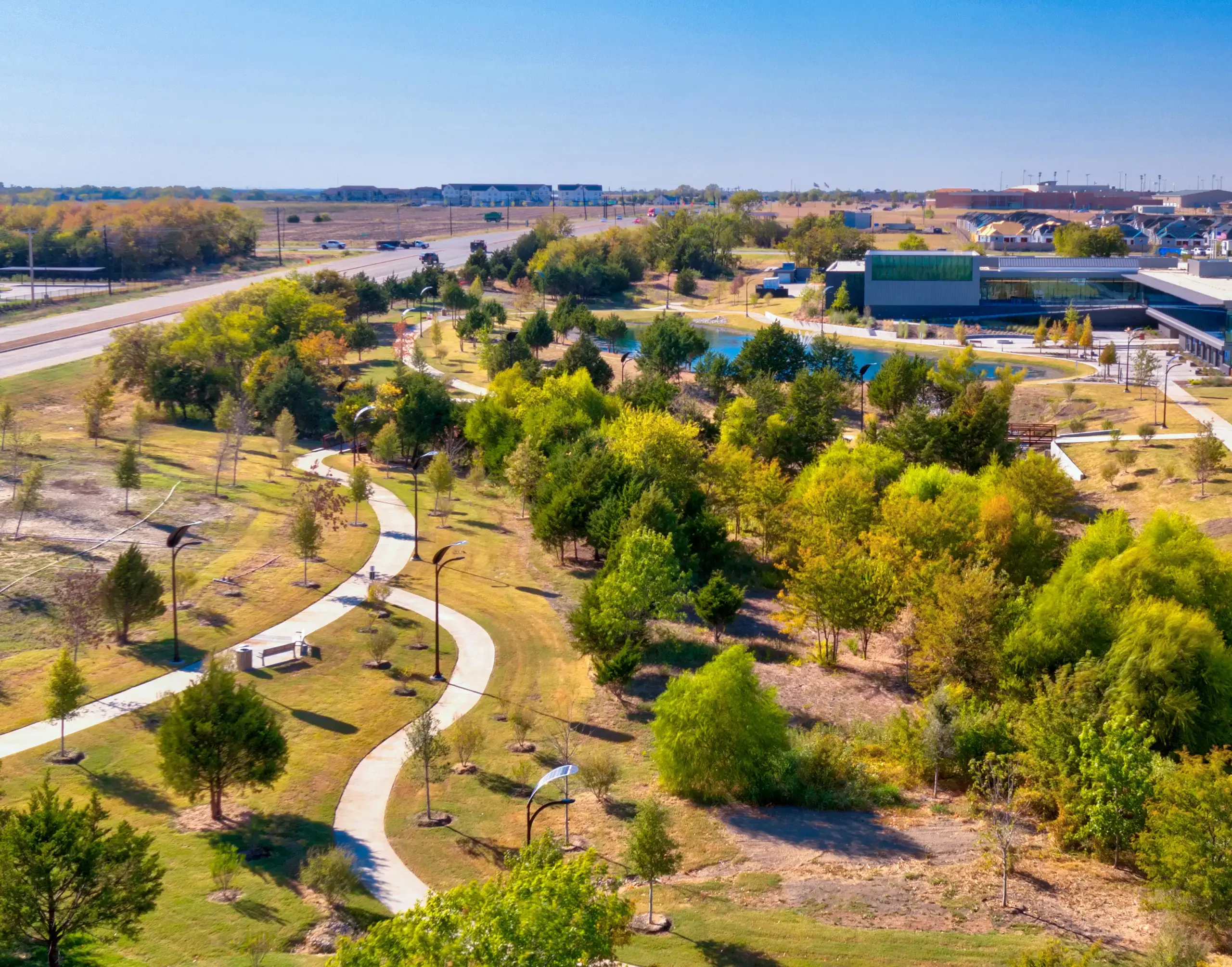 EnGoPlanet City Park Solar Lights Installed Along Urban Pathway