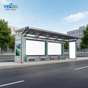 High Brightness Color Smart Bus Stop Shelter with Aluminum Frame Solar Charging Auto On/Off Weatherproof for Outdoor Public Use
