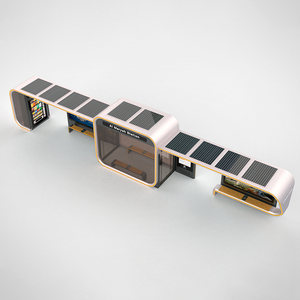 Solar Powered Bus Stop with Integrated Lightbox and Warm Room