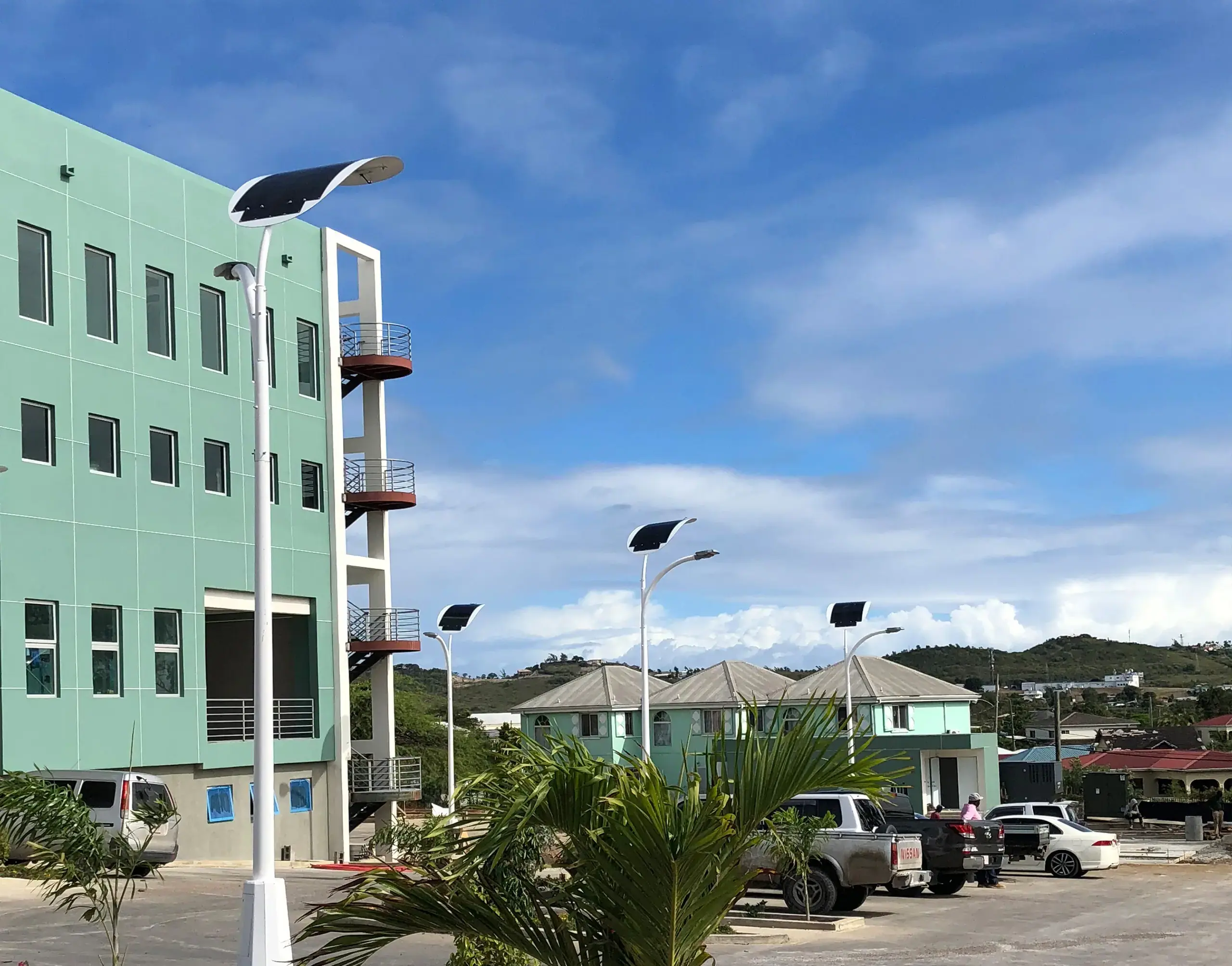 Commercial-grade residential solar street lighting installed in a modern neighborhood development