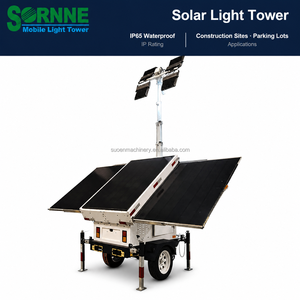 Reliable Mobile Solar LED Lighting Trailers Eco-friendly Solar Light Tower with Internal Cable Mast for Parking Lots